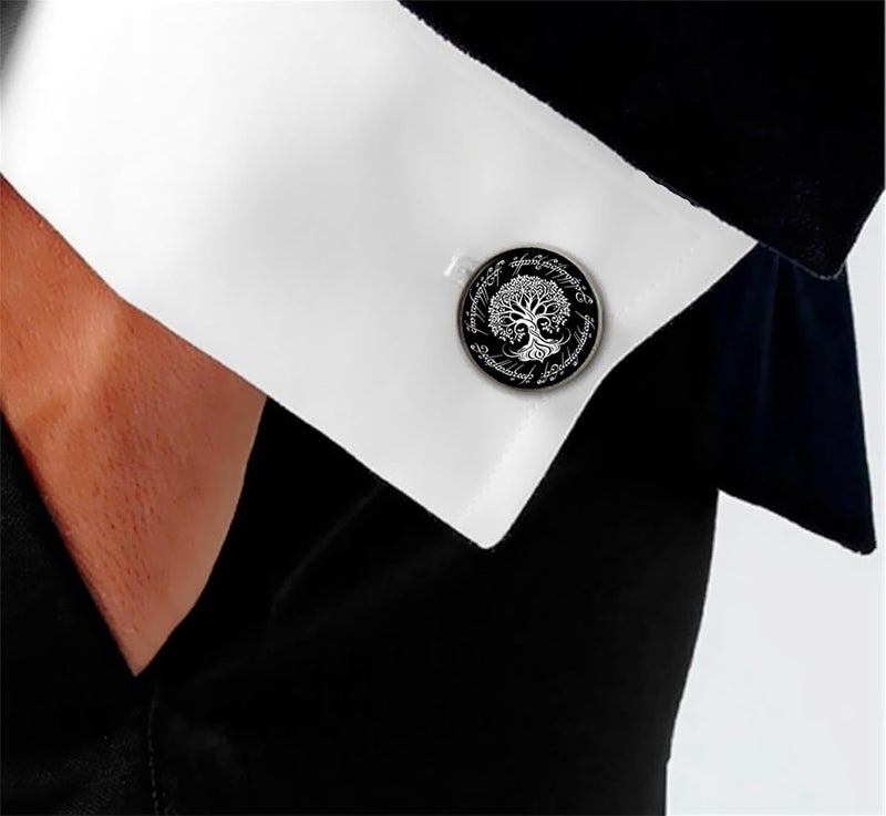 Vkooer Cufflinks For Men, White Tree Cufflinks Wedding Christmas Tree of Life Cuff Links Gift For Men Father Dad Husband - Image 3